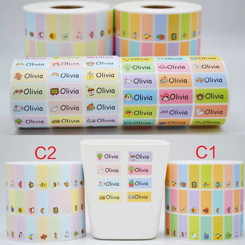 Personalized Waterproof Baby Name Stickers | Self-Adhesive Hebrew School Labels | Kindergarten Kids Tags