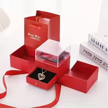 Eternal Rose Jewelry Box with Heart Necklace | Double-Door Luxury Gift Box | Valentine’s Gift for Her