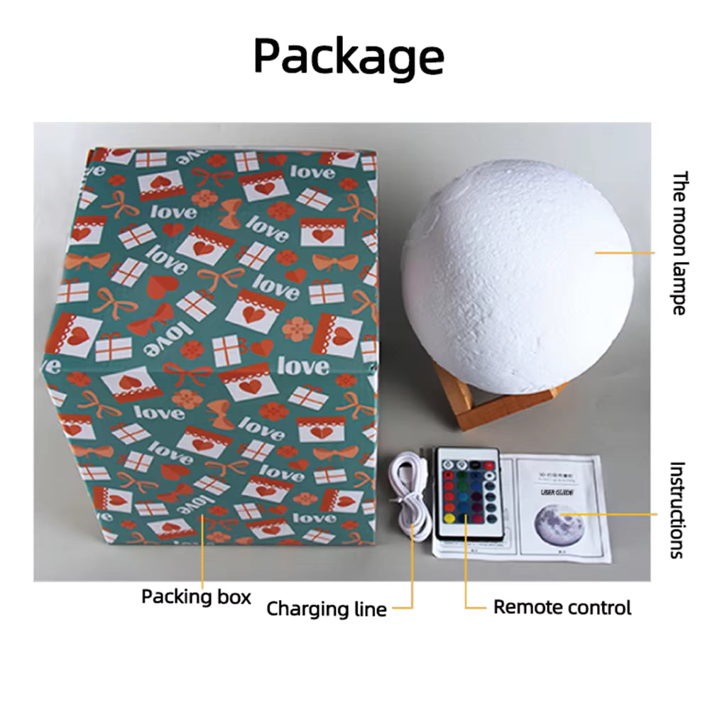 3D Printed Moon Lamp | Personalized Photo & Text Night Light | USB Custom Lunar Gift Lamp