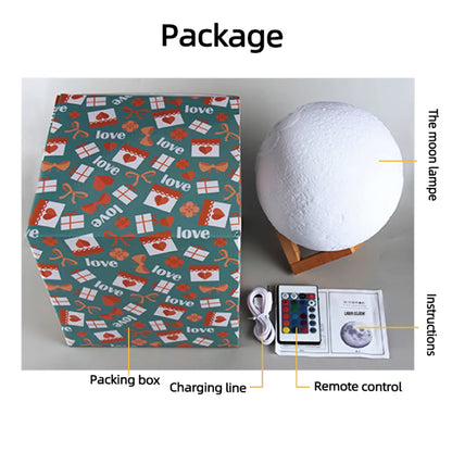 3D Printed Moon Lamp | Personalized Photo & Text Night Light | USB Custom Lunar Gift Lamp