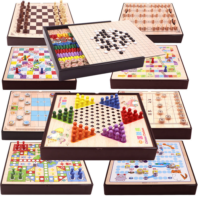 Multifunctional Chess Board Game Set | Checkers Flying Chess Gobang | Kids Educational Strategy Toy