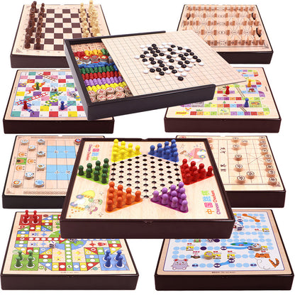 Multifunctional Chess Board Game Set | Checkers Flying Chess Gobang | Kids Educational Strategy Toy