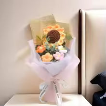 Handmade Crochet Flower Bouquet | Sunflower & Daisy Eternal Flowers | Mother’s Day Birthday Gift