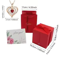 Eternal Rose Jewelry Box with Heart Necklace | Double-Door Luxury Gift Box | Valentine’s Gift for Her