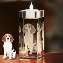 3D Crystal Photo Memorial Candle Holder | Personalized Remembrance Gift