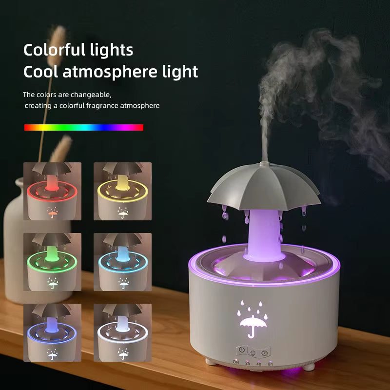 Umbrella Raindrop Air Humidifier | Colorful Light Aroma Diffuser | Essential Oil Aromatherapy Humidifier