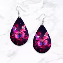 Colorful Butterfly Wooden Earrings | Kids Waterdrop Dangle Jewelry