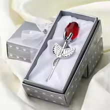 Crystal Glass Rose Figurine | 6-Color Flower Ornament | Valentine’s & Wedding Gift Decoration