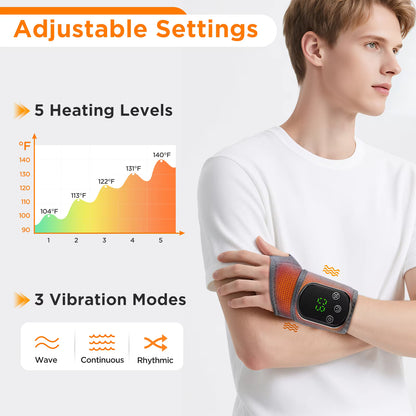Electric Heating Wrist & Ankle Brace | 5-Level Hot Compress & Massage | Rechargeable Hand & Foot Protector