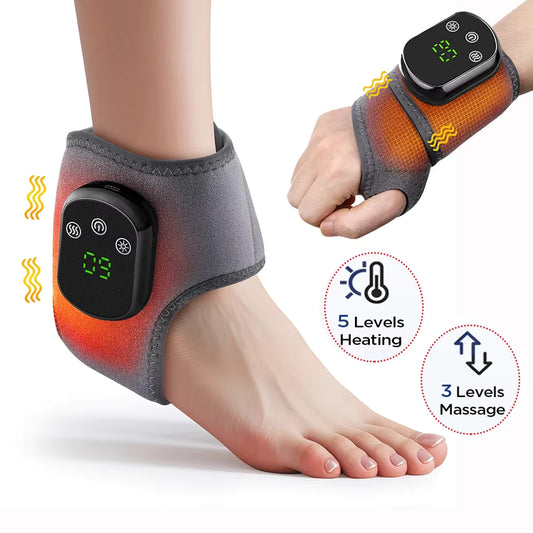 Electric Heating Wrist & Ankle Brace | 5-Level Hot Compress & Massage | Rechargeable Hand & Foot Protector