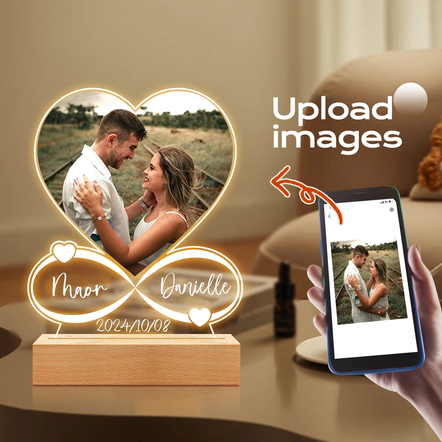 Personalized Acrylic Photo Love Frame | Custom Couple Anniversary Plaque | Valentine’s Gift for Him & Her